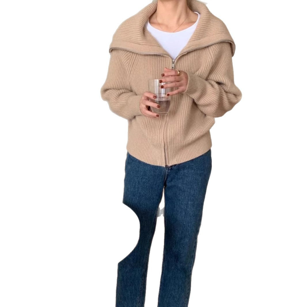 Cardigan féminin confortable à col stylé et devant ouvert Chic & Stil