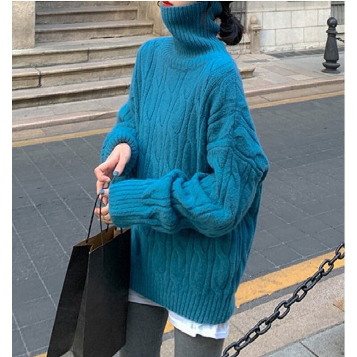 Knitted sweater for ladies with high collar Lune London