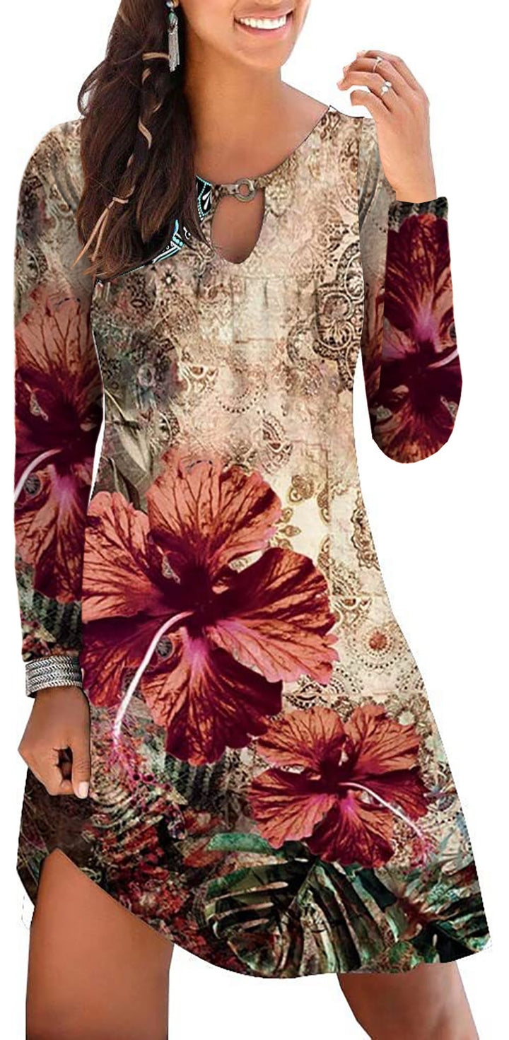 Casual summer dress for women with floral accents and V-neck Lune London