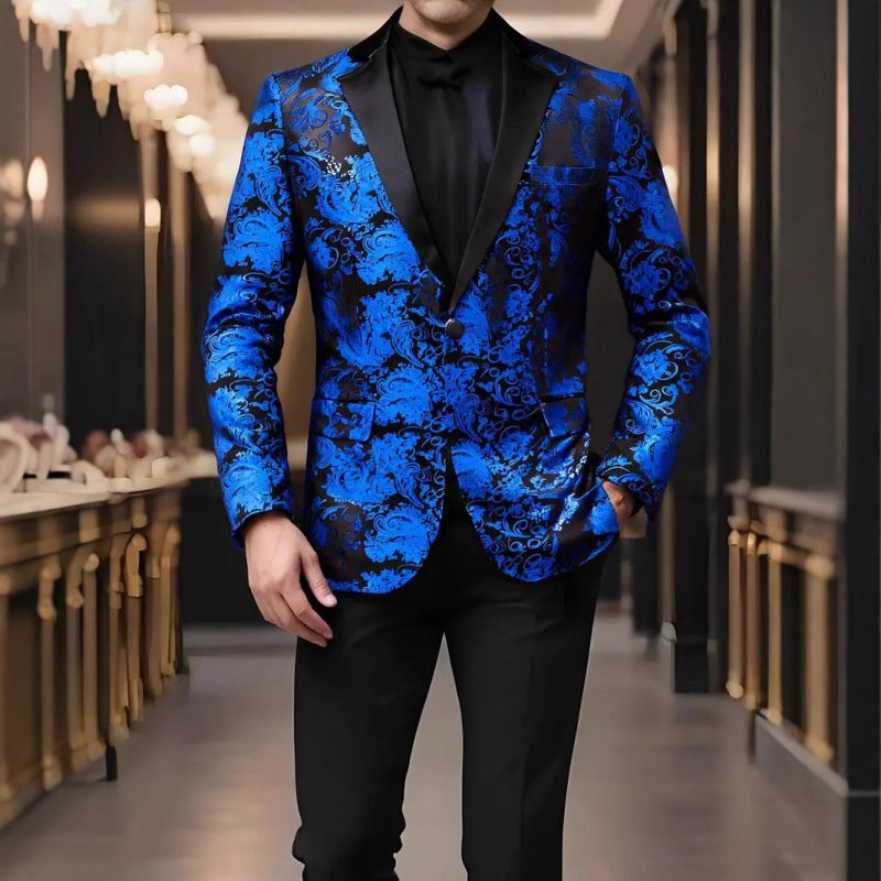 Veste de smoking élégante pour hommes avec un luxueux motif floral en jacquard Lune London