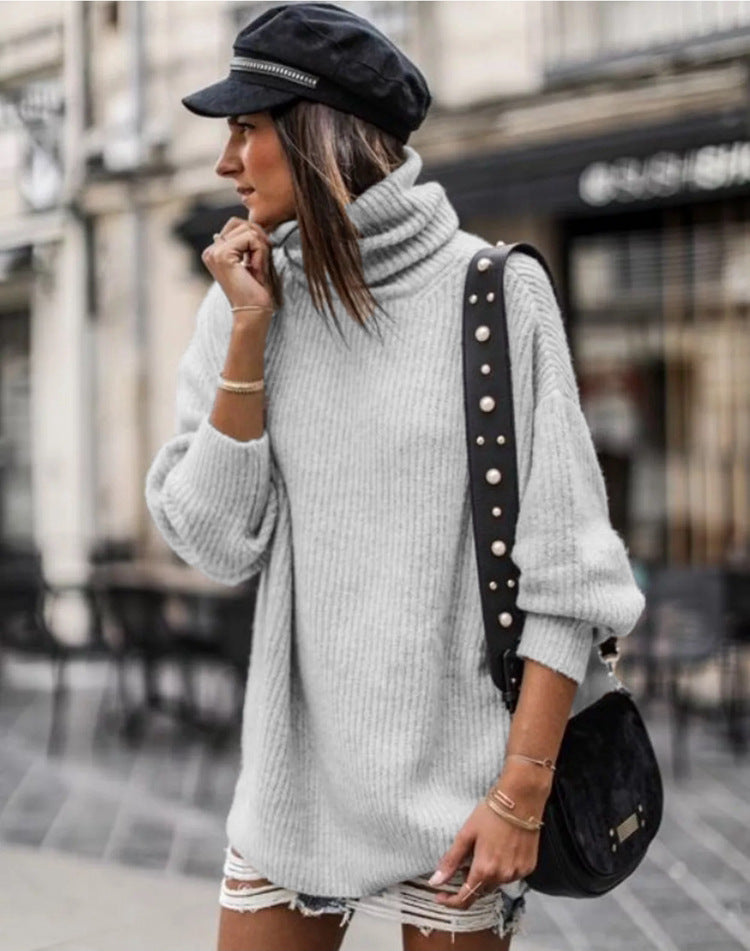 Ladies oversized trendy turtleneck sweater Lune London