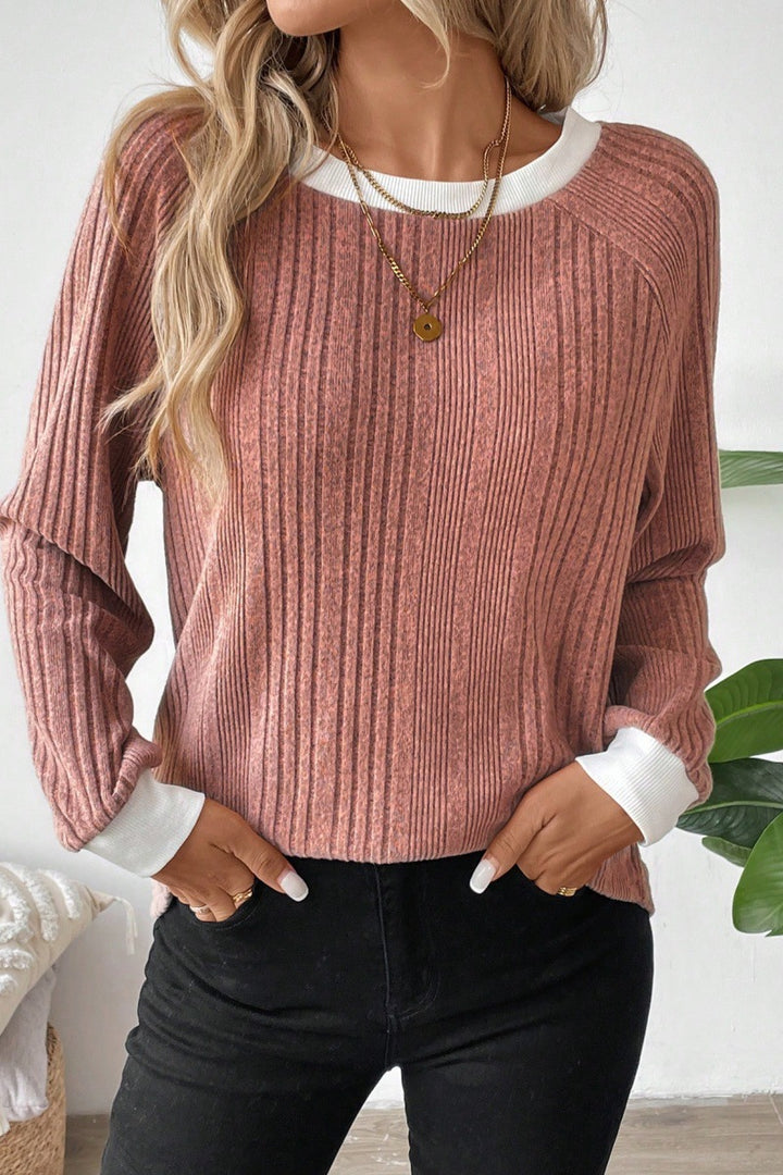 Women cropped casual top with ribbed structure Lune London