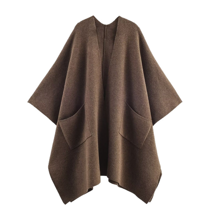 Ladies Poncho-Cardigan cozy with large pockets and warming wool blend Lune London
