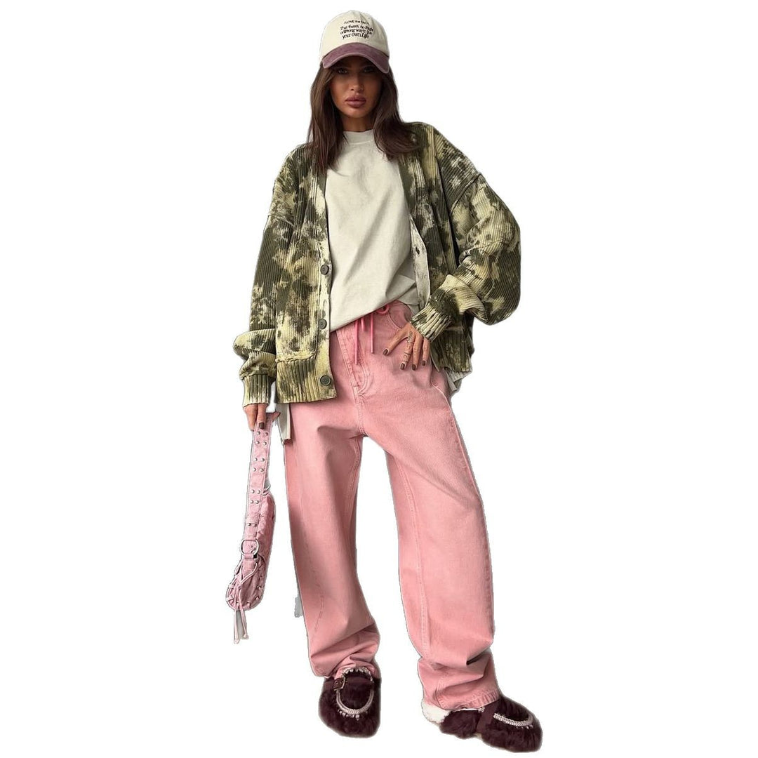 Oversized knit jacket for women with modern Tie-Dye design Lune London