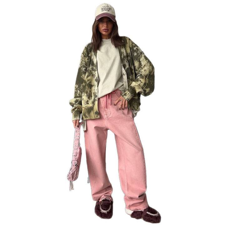 Oversized knit jacket for women with modern Tie-Dye design Lune London
