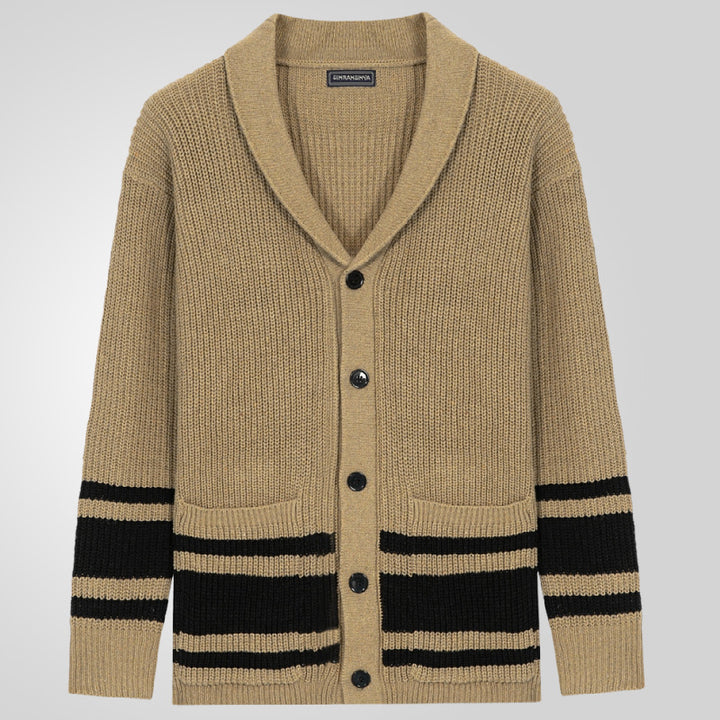 Knitted jacket for men with a modern embossed pattern and practical pockets Lune London