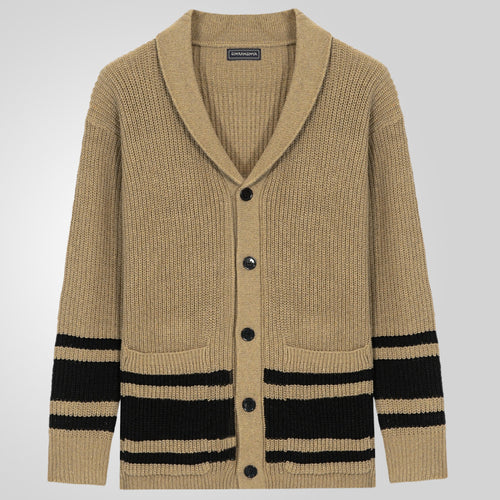 Knitted jacket for men with a modern embossed pattern and practical pockets Lune London