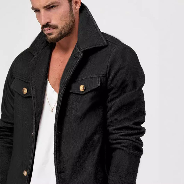 Trendy cotton jacket for men with gold buttons and flap pockets Lune London