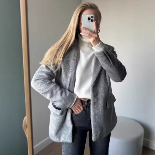 Blazer teddy féminin à la mode avec boutonnière élégante Chic & Stil