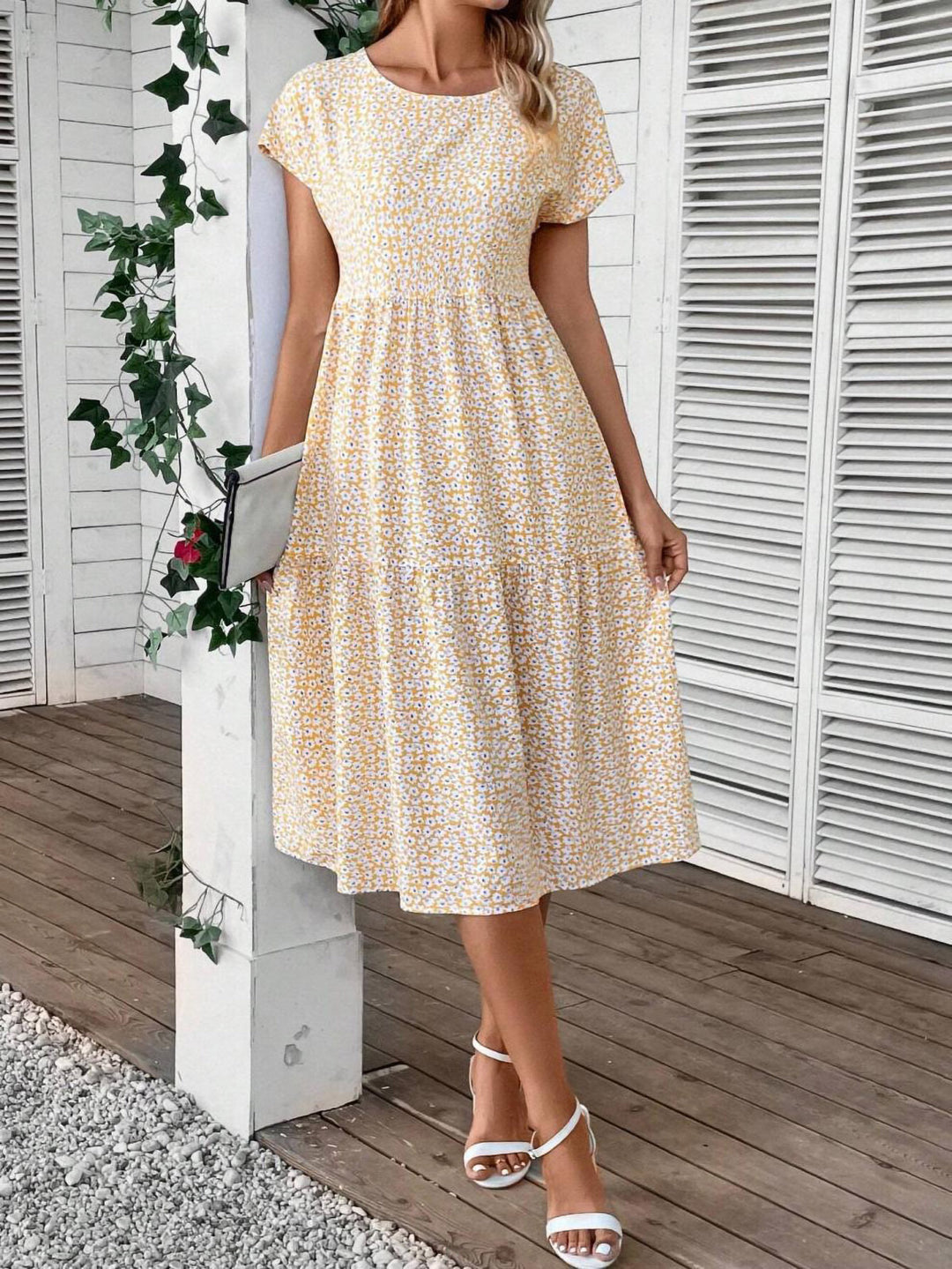 Women leisure floral blouse midi dress Lune London