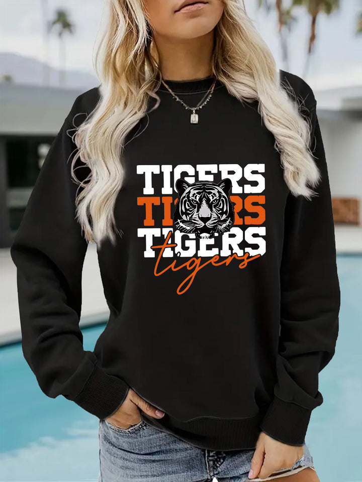 Sweat-shirt femmes avec design tigre animaliste et coupe décontractée Chic & Stil