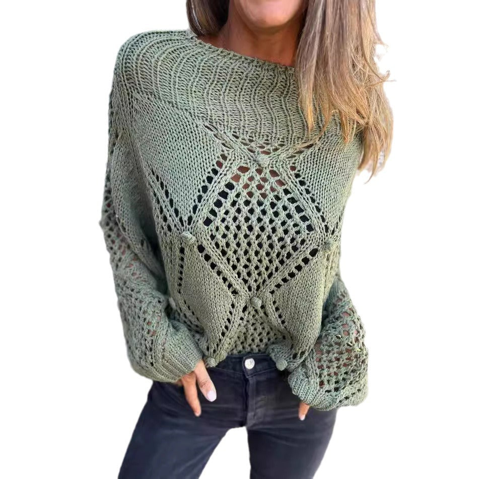 Lightweight knitted sweater for women with a unique crochet pattern Lune London