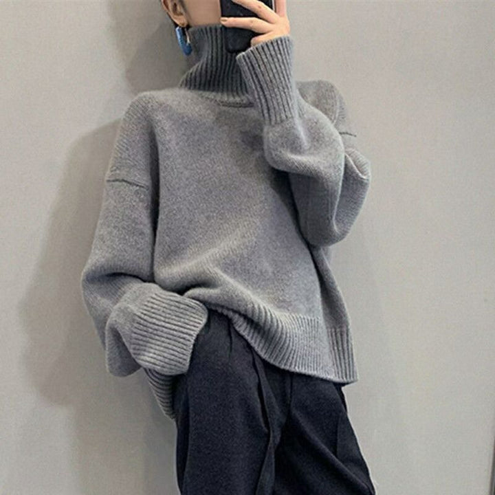 Pull décontracté à col roulé pour femmes avec motif texturé Chic & Stil