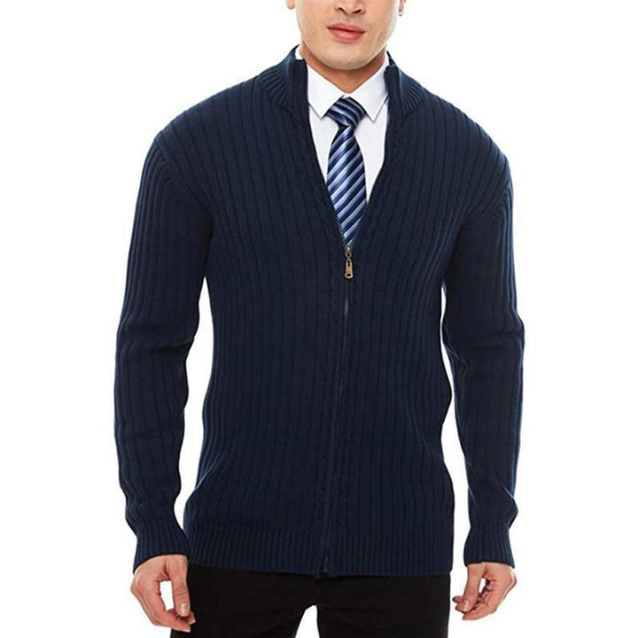 Men's knitted jacket with high collar and zipper Lune London