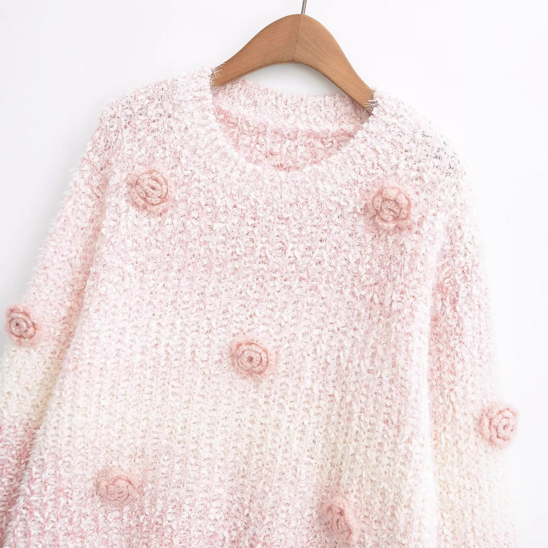 Ladies' knit sweater with structured floral patterns Lune London