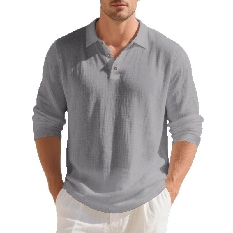 Men's long sleeve polo with structured design and trendy buttons Lune London