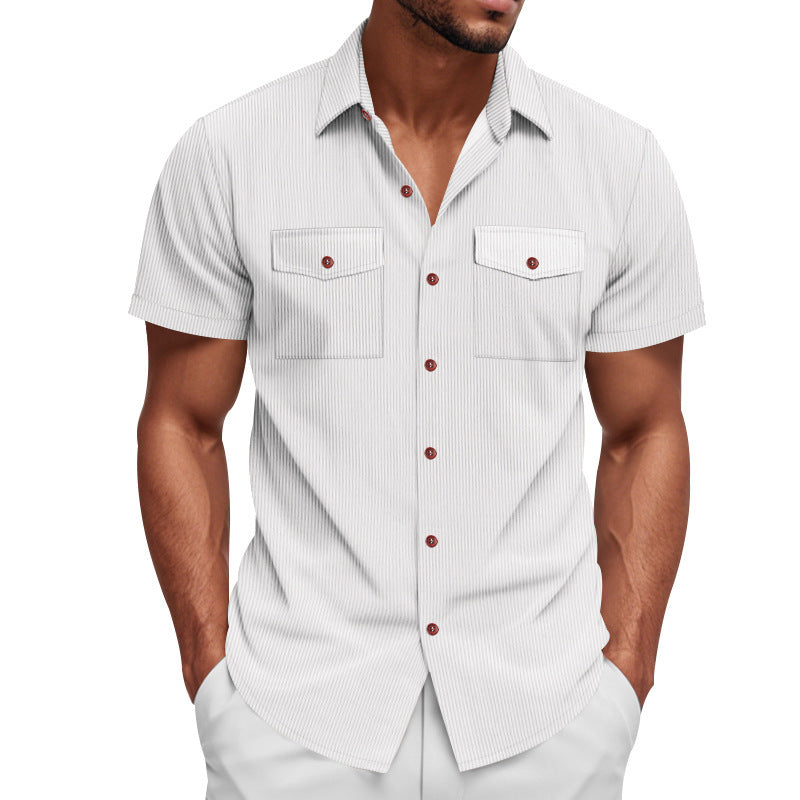 Short striped shirt for men with two practical chest pockets Lune London