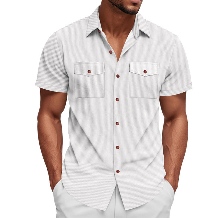 Short striped shirt for men with two practical chest pockets Lune London