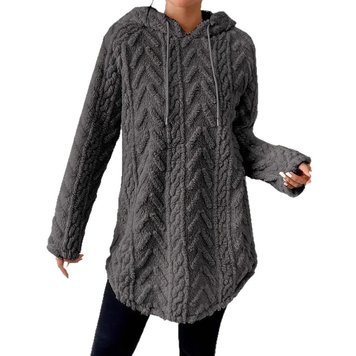 Ladies Plush Hooded Sweater with Braided Design Lune London