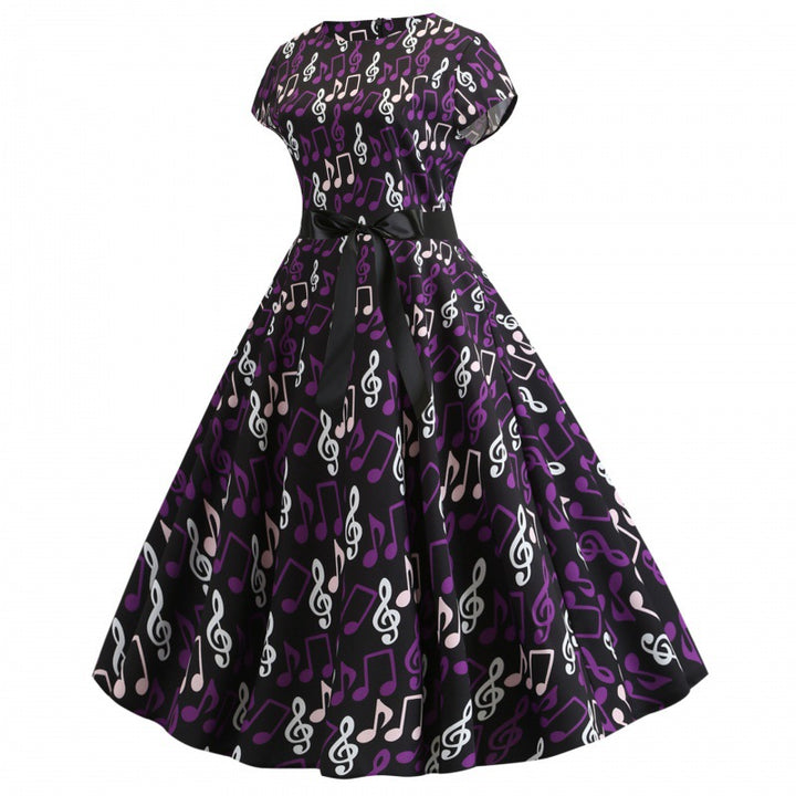 Robe swing pour femmes avec motif artistique et ceinture élégante Chic & Stil