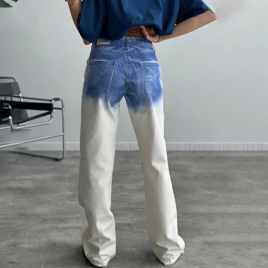 Baggy jeans for ladies with a unique batik design Lune London