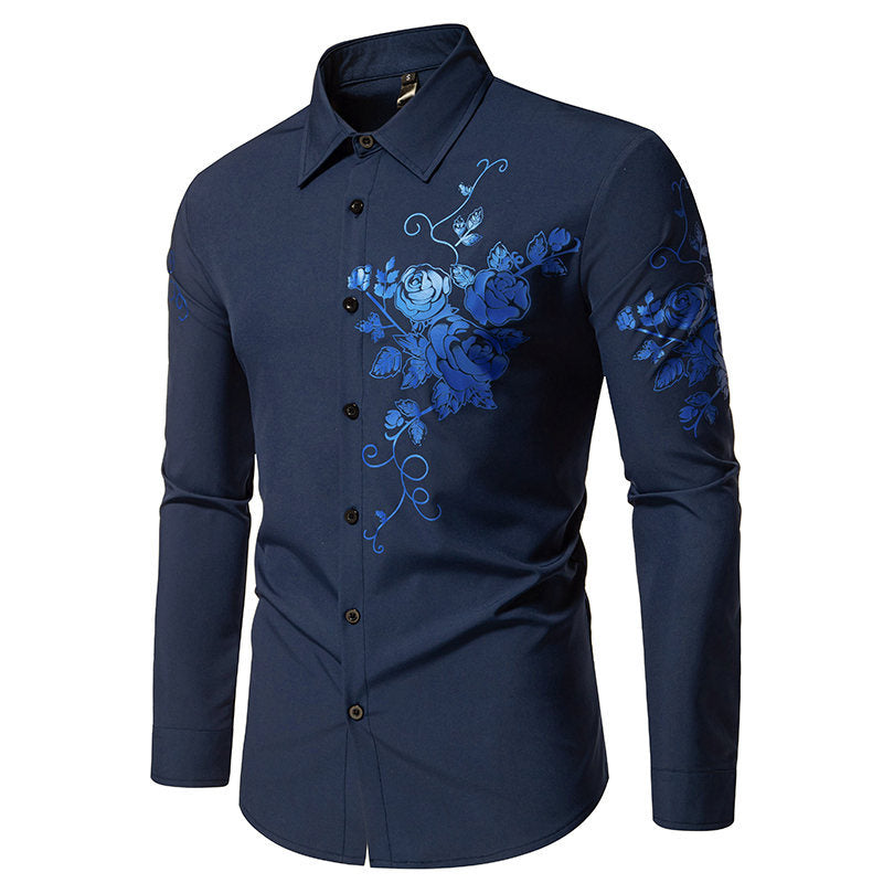 Men's long sleeve shirt with floral embroidery Lune London