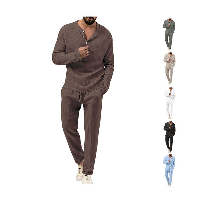 Casual men's outfit with button placket and elastic waistband Lune London