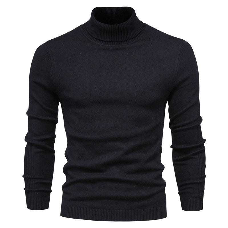 Knit sweater for men with high collar and fine rib pattern Lune London