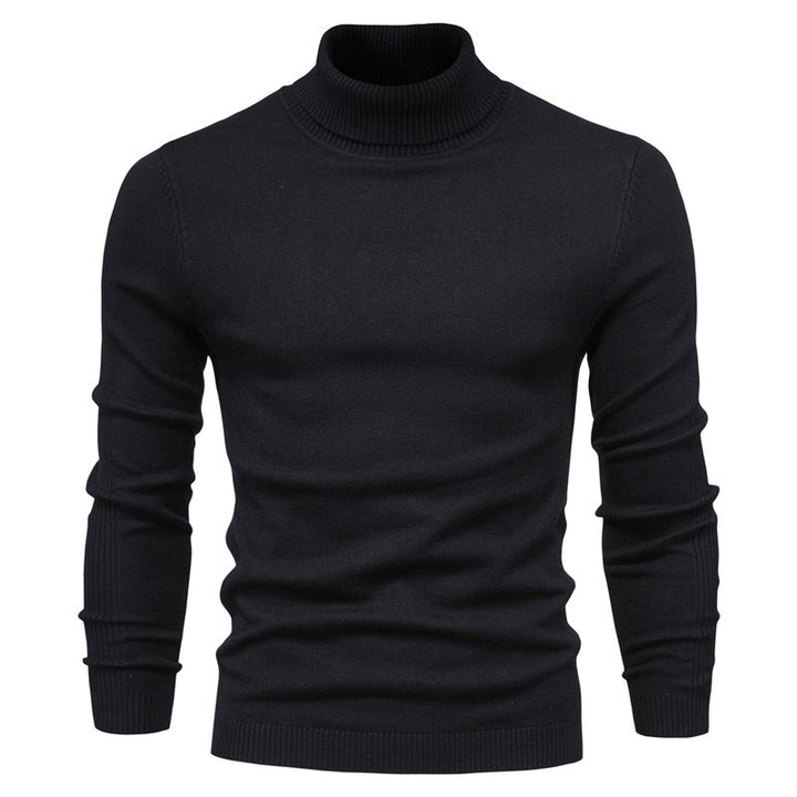 Knit sweater for men with high collar and fine rib pattern Lune London