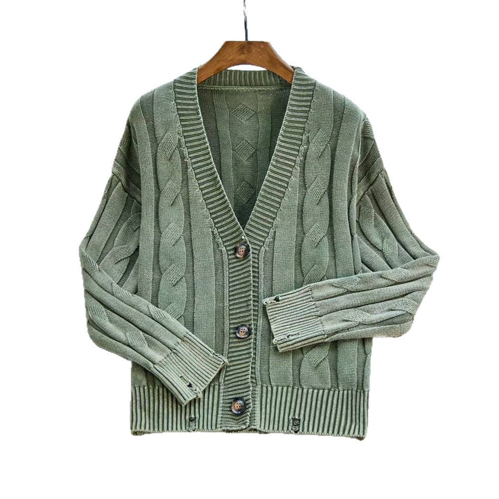 Cardigan en tricot épais pour femmes avec col en V et boutons décoratifs Chic & Stil