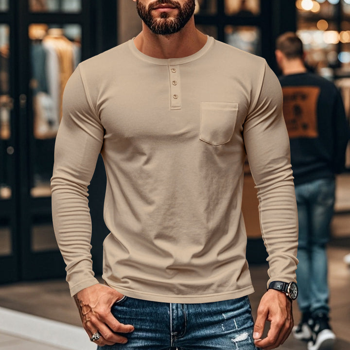 Long sleeve shirt for men with button placket and chest pocket Lune London