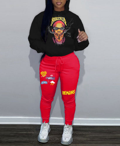Trendy top and joggers set for women with creative graphics Lune London