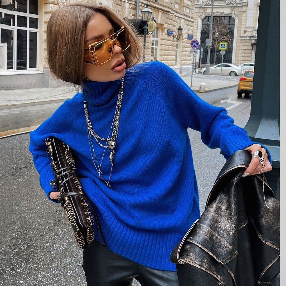 Fine knit sweater for women with high collar Lune London