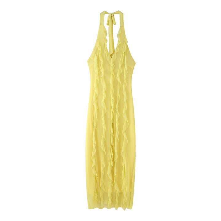 Maxi dress for women with voluminous ruffle design Lune London