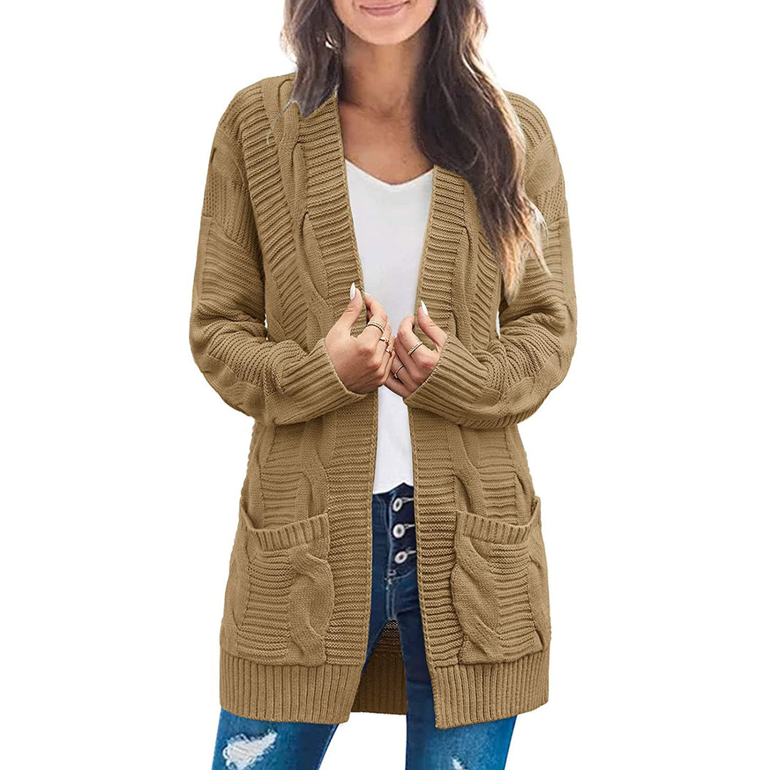 Cardigan en tricot épais pour femmes avec poches et aspect de point texturé Chic & Stil