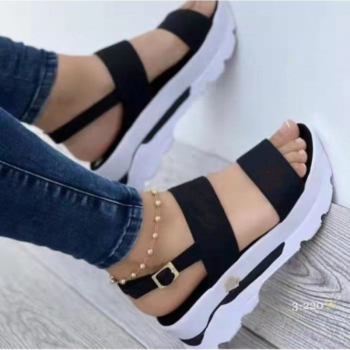 Women's platform sandals with wide adjustable straps and non-slip sole Lune London