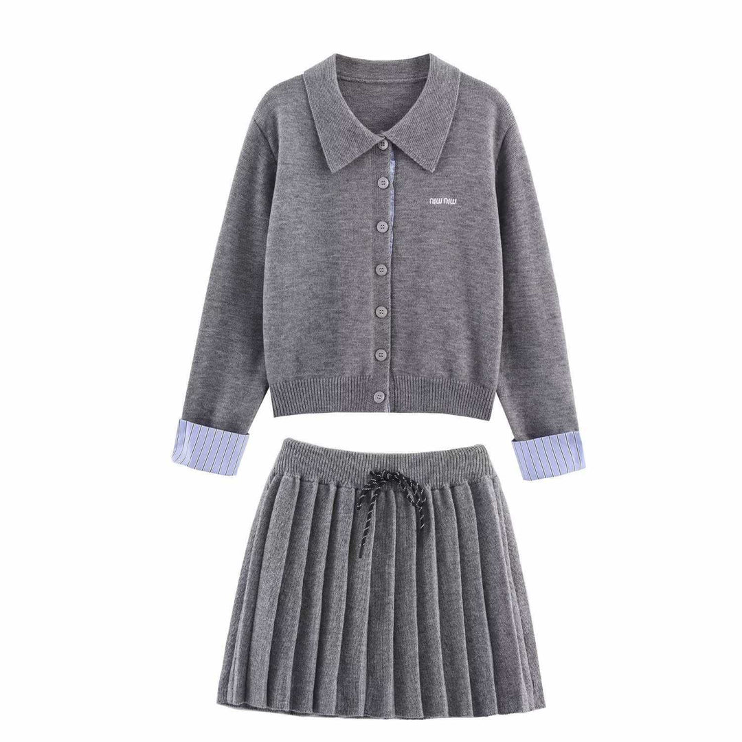 Trendy knit set for women with classic collar Lune London
