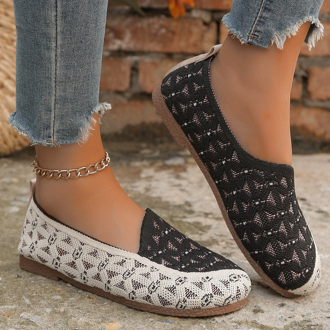 Ladies Slip-On Breathable Shoes with Fashionable Knit Design Lune London