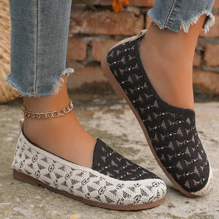 Ladies Slip-On Breathable Shoes with Fashionable Knit Design Lune London