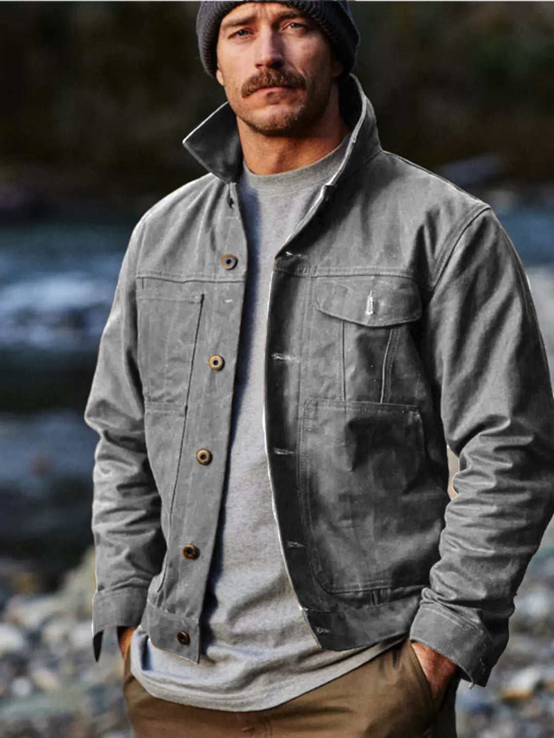 Lightweight utility jacket for men with practical pockets and stylish high collar Lune London