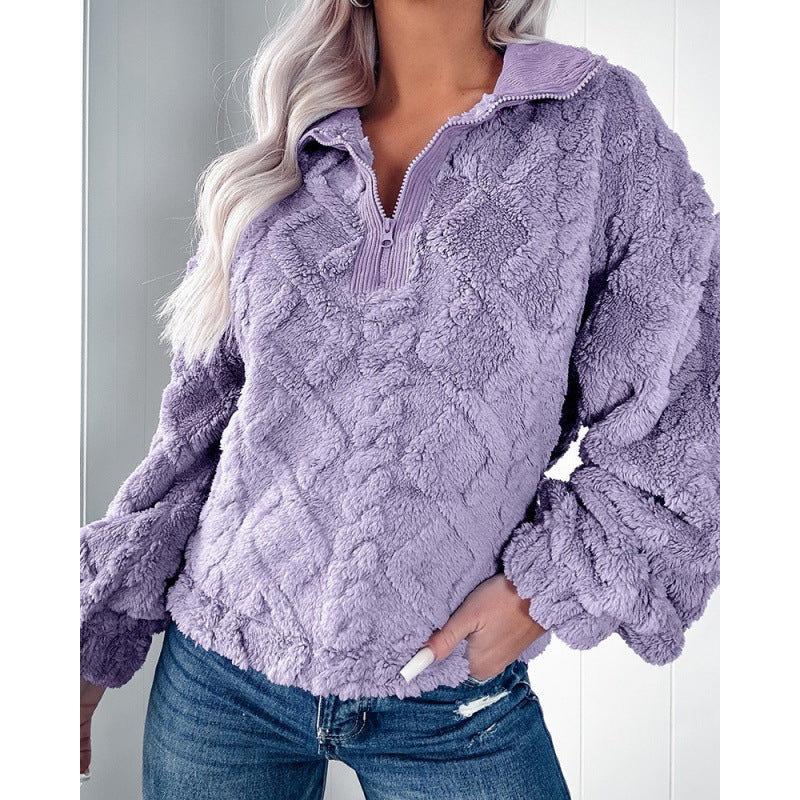 Women's fleece pullover with half-zip and structured design Lune London