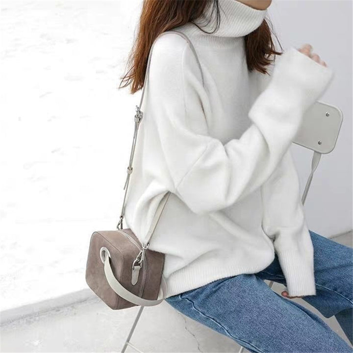 Women Oversized High Neck Sweater with Puffed Sleeves Lune London
