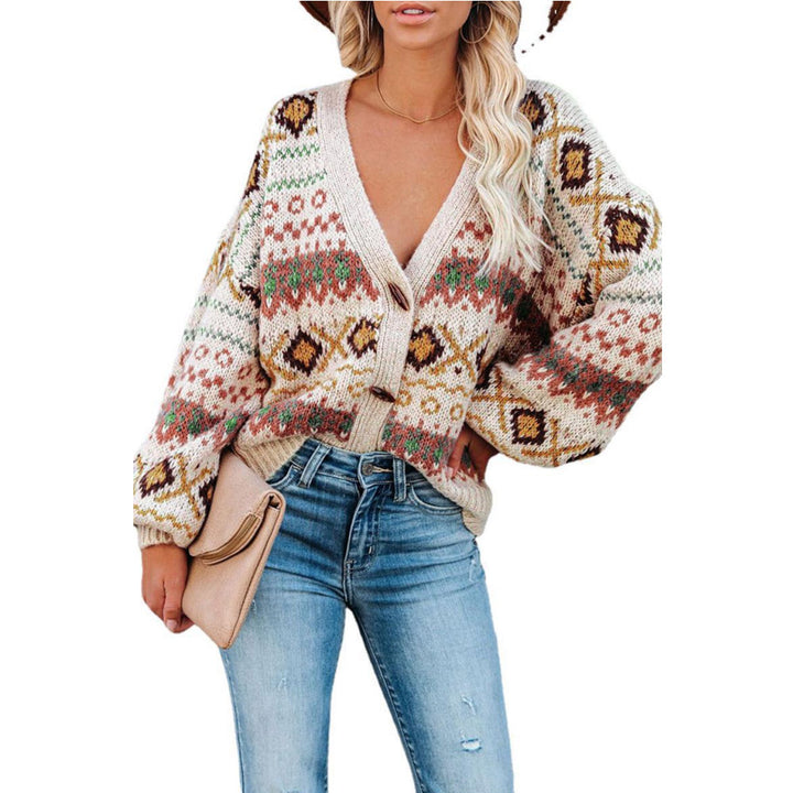 Women's cardigan with folk pattern and casual cut Lune London