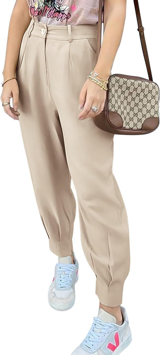 Elegant and fashionable high-waisted pants for women with pleats and side pockets Lune London