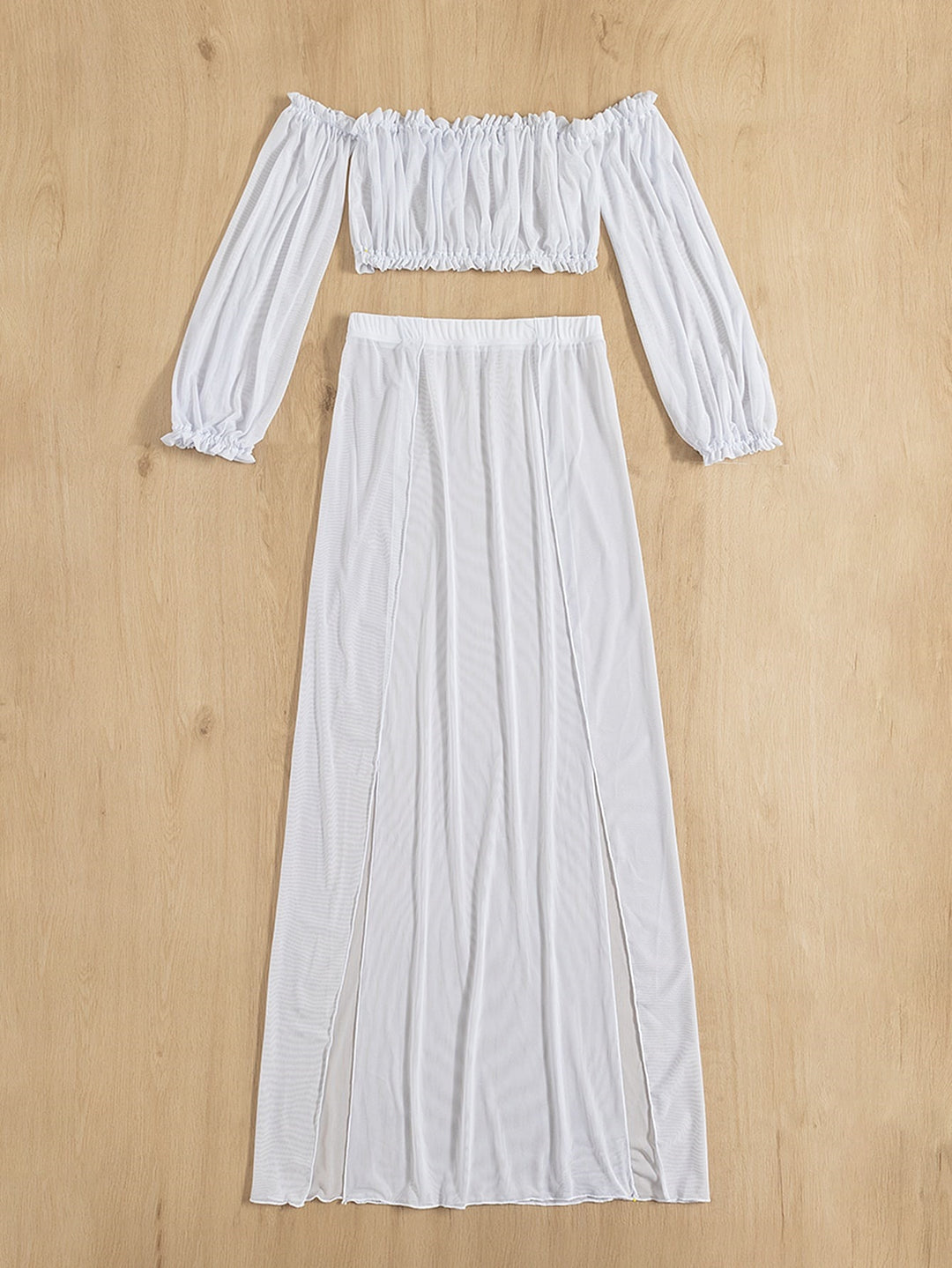 Ladies Elegant Beach Dress with Off-Shoulder Design and Chic Deep Side Slits