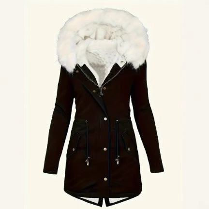 Ladies padded winter coat with removable hood Lune London