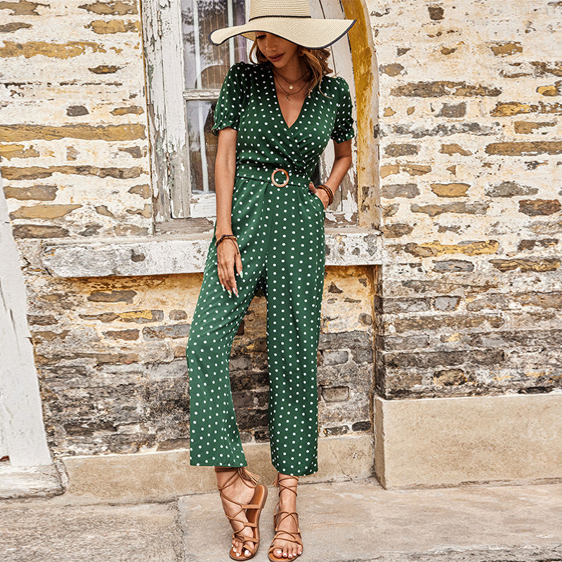 Polka dot women's wrap jumpsuit Lune London