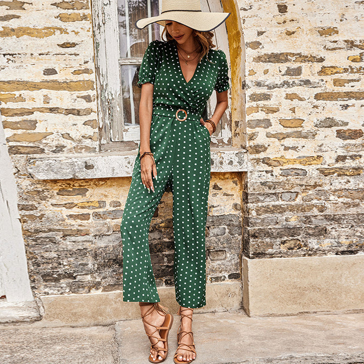 Polka dot women's wrap jumpsuit Lune London