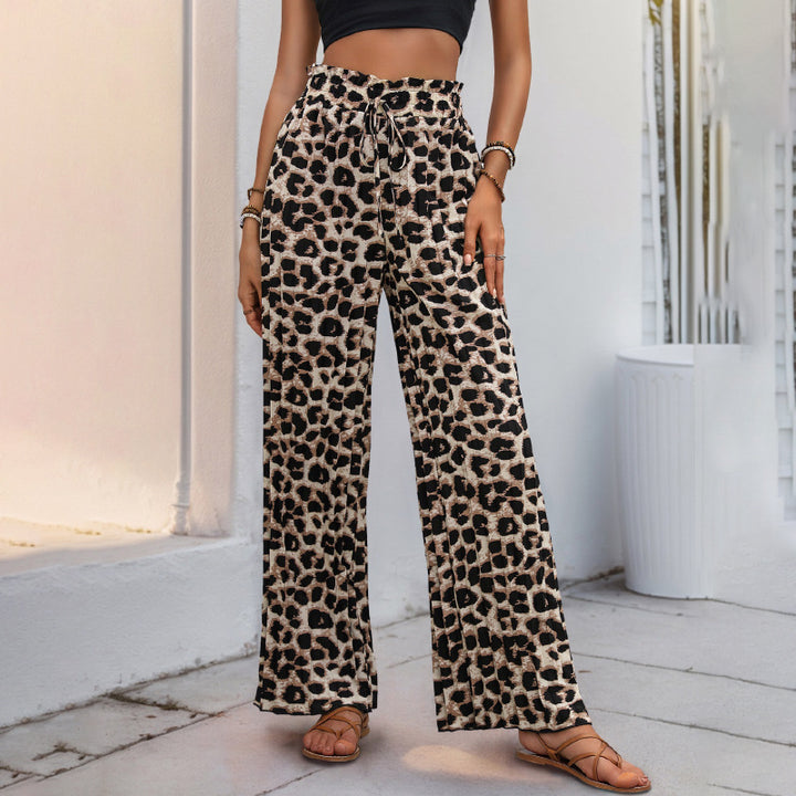 Women Wide Leg Pants with Chic Leopard Print Style