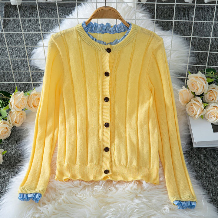 Women Lightweight knitted vest with pretty ruffled details Lune London